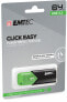Фото #5 товара Флеш-накопитель EMTEC Click Easy - 64 ГБ - USB Type-A - 3.2 Gen 1 (3.1 Gen 1) - Бесколпачковый - Черно-зеленый.