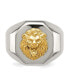 Фото #2 товара Stainless Steel with 14k Gold Accent Polished Lion Head Ring