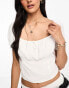 Фото #4 товара Hollister top in white with square neck and cap sleeves