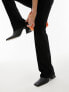 Фото #3 товара Topshop brushed rib straight leg trouser in black