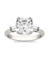 ფოტო #5 პროდუქტის Moissanite Cushion and Baguette Engagement Ring 2-3/4 ct. t.w. Diamond Equivalent in 14k White Gold