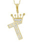 Men's Diamond (3/8 ct.t.w.) Crowned Initial Pendant in 10k Yellow Gold