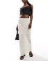 Brave Soul linen look maxi skirt in stone