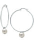 ფოტო #2 პროდუქტის Cultured Freshwater Pearl Wire Hoop Earrings in Sterling Silver (Also in Dyed Howlite & Onyx), Created for Macy's