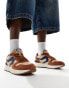 Levi's Charge suede denim trainers in tan and navy