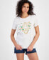 ფოტო #1 პროდუქტის Women's Embroidered Tiger Daisy Short-Sleeve T-Shirt