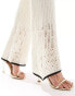 River Island knitted trousers in cream Бежевый, 40 - фото #4