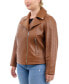 ფოტო #3 პროდუქტის Plus Size Asymmetric Leather Moto Coat