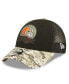 Фото #3 товара Men's Black, Camo Cleveland Browns 2022 Salute To Service 9FORTY Snapback Trucker Hat