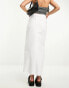 Фото #3 товара Pimkie asymmetric seam detail maxi denim skirt in white wash