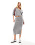 JDY knitted v neck jumper co-ord in grey