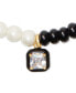 Gold-Tone Cubic Zirconia Black & White Beaded Pendant Necklace, 16" + 3" extender