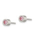 Stainless Steel Polished Pink CZ Stud Earrings