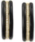 ფოტო #1 პროდუქტის EFFY® Onyx & Diamond (1/8 ct. t.w.) Small Huggie Hoop Earrings in 14k Gold, 0.625"