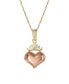 ფოტო #1 პროდუქტის Children's Princess Heart & Crown 15" Pendant Necklace in 14k Yellow and Rose Gold