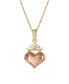 Children's Princess Heart & Crown 15" Pendant Necklace in 14k Yellow and Rose Gold