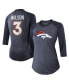 Фото #1 товара Women's Threads Russell Wilson Navy Denver Broncos Name & Number Raglan 3/4 Sleeve T-shirt