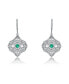 Фото #2 товара Sterling Silver White Gold Plated with Colored Cubic Zirconia Wreath Drop Earrings