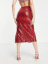 Фото #2 товара Collective the Label exclusive midaxi sequin skirt in red