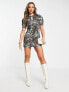 Фото #5 товара ASOS DESIGN twill keyhole mini dress in animal print