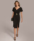 ფოტო #1 პროდუქტის Petite V-Neck Belted Short-Sleeve Dress