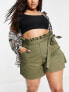 Фото #4 товара ASOS DESIGN Curve utility belted shorts in khaki