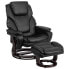 Фото #5 товара Contemporary Black Leather Recliner And Ottoman With Swiveling Mahogany Wood Base