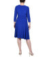 ფოტო #2 პროდუქტის Petite 3/4 Sleeve Rouched-Waist Dress