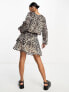 JDY chiffon ruffle mini skirt co-ord in brown leopard print