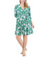 Plus Size Floral-Print 3/4-Sleeve Dress