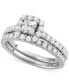 ფოტო #1 პროდუქტის Diamond Princess Cut Halo Bridal Set (1-1/2 ct. t.w.) in 14k White Gold