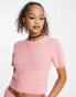 Фото #1 товара Miss Selfridge lash short sleeve crop top co-ord in pink