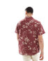 ASOS DESIGN relaxed revere linen look shirt in astrology sign print in red