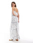 Фото #4 товара ONLY bead straps geo print maxi dress in white and blue