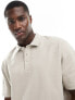 ASOS DESIGN relaxed revere polo in brushed chevron