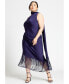 ფოტო #3 პროდუქტის Plus Size Scarf Neck Fringe Dress