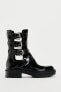 Leather cut-out ankle boots with buckles