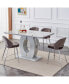 Фото #4 товара Modern Grey Imitation Marble Dining Table - 63" x 37"
