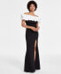 ფოტო #1 პროდუქტის Junior's Satin Ruffle Off-The-Shoulder Gown