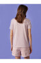 Kadın Pembe Çizgili Kısa Kollu T-Shirt