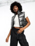 Pimkie cropped glossy gilet in black