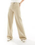 Bershka Petite wide leg slouchy dad tailored trousers in mushroom