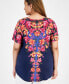 Plus Size Arianna Trail Scoop-Neck Top, Created for Macy's