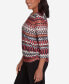 ფოტო #4 პროდუქტის Runway Ready Women's Geometric Crew Neck Top With Side Ruching