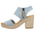 TOMS Majorca Rope Block Heels Espadrille Womens Blue Casual Sandals 10019709T