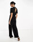 Фото #2 товара ASOS DESIGN – Plissierter Jumpsuit in Schwarz mit Stehkragen