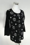Karen Scott Women's Scoop Neck Embellished Studded 3/4 Sleeve Top Black S