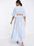 Фото #2 товара ASOS EDITION puff sleeve midi dress with cut out back and beaded embroidery in blue