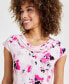 Фото #4 товара Women's Floral-Print Cowl-Neck Cap-Sleeve Top