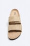 Split leather double-strap sandals